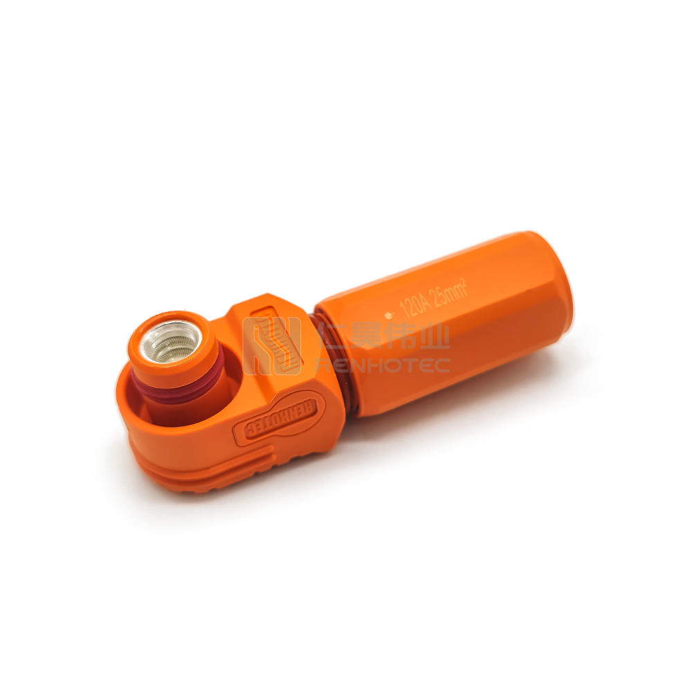 Orange Ramp Connector 8.0mm Power Entry Connector 120A Cable Plug Right Angled 25mm² ...