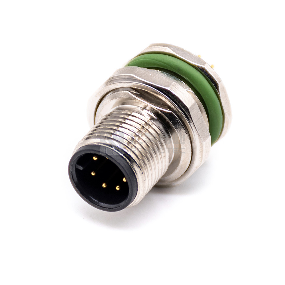 M12 7 Pin Male Straight Panel Mount Receptacle, A Code Front Fastened