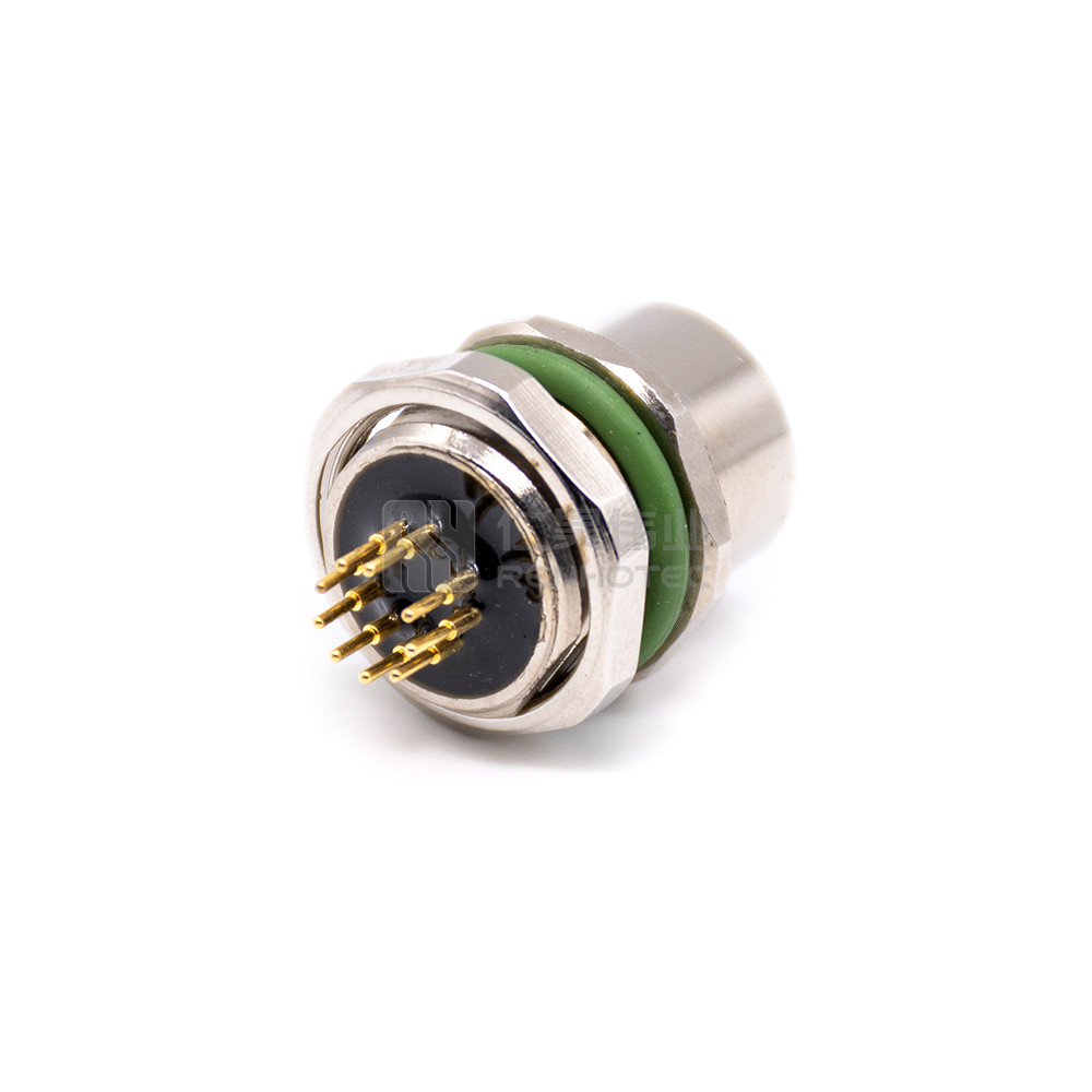 Receptacle In Pcb M12 12 Pin Female Straight Panel Mount Receptacle, A Code Rear Fastened ...