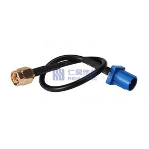 SMA Male to Fakra Plug Blue RF Cable Assembly with 50 Ohm RG174 Coax
