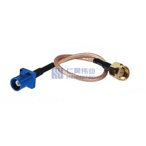 SMA Male to Fakra Plug Blue RF Cable Assembly with 50 Ohm RG316 Coax