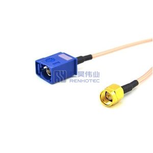 SMA Male to Fakra Jack Blue RF Cable Assembly with 50 Ohm RG316 Coax