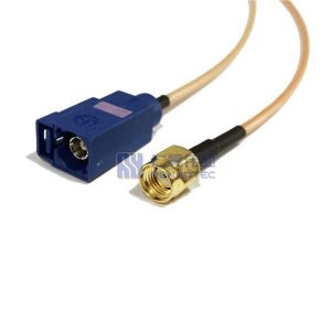 RP-SMA Male to Fakra Jack Blue RF Cable Assembly with 50 Ohm RG316 Coax