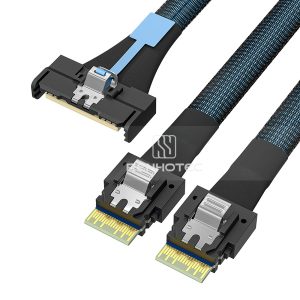 MCIO x8 cable with 2 SlimSAS SFF-8654 4i branches