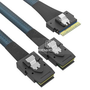 SlimSAS SFF-8654 8i cable with 2 Mini-SAS SFF-8087 branches
