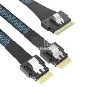 SlimSAS SFF-8654 8i cable with 2 SlimSAS SFF-8654 4i branches