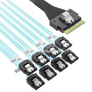 SlimSAS SFF-8654 8i cable with 8 SATA branches