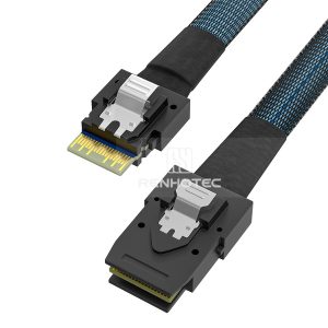 SlimSAS SFF-8654 4i cable with a Mini-SAS SFF-8087 end