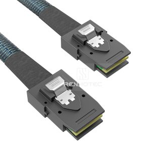 Mini-SAS SFF-8087 cable with a Mini-SAS SFF-8087 end, straight to straight connector configuration