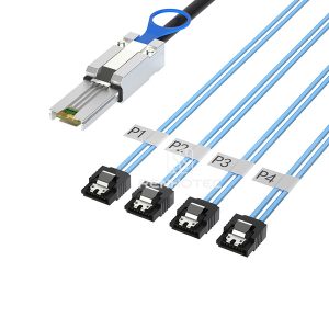 Mini-SAS SFF-8088 cable with 4 SATA 7-pin branches