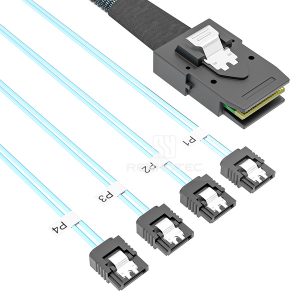Mini-SAS SFF-8087 cable with 4 SATA 7-pin branches