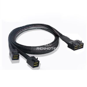 Mini-SAS HD SFF-8643 8i cable with 2 Mini-SAS HD SFF-8643 branches