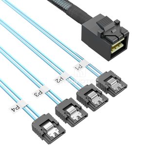 Mini-SAS HD SFF-8643 cable with 4 SATA branches