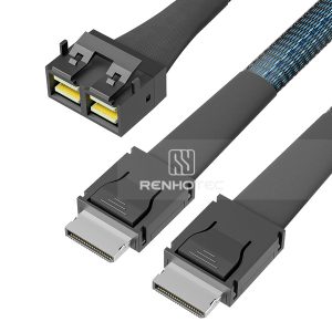 Mini-SAS HD SFF-8643 8i cable with 2 OCuLink SFF-8611 branches