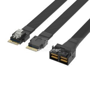 Mini-SAS HD SFF-8643 8i cable with 2 SlimSAS SFF-8654 4i branches