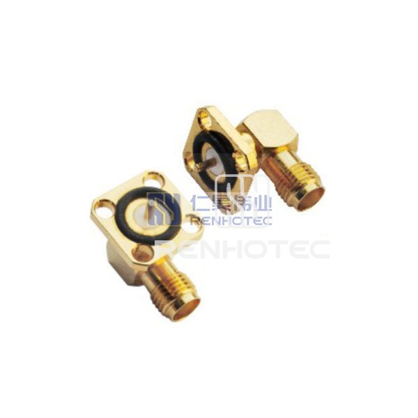 Coaxial Connector SMA Right Angle Jack Female Pin Panel Mount Two Flange 50 Ohm product image