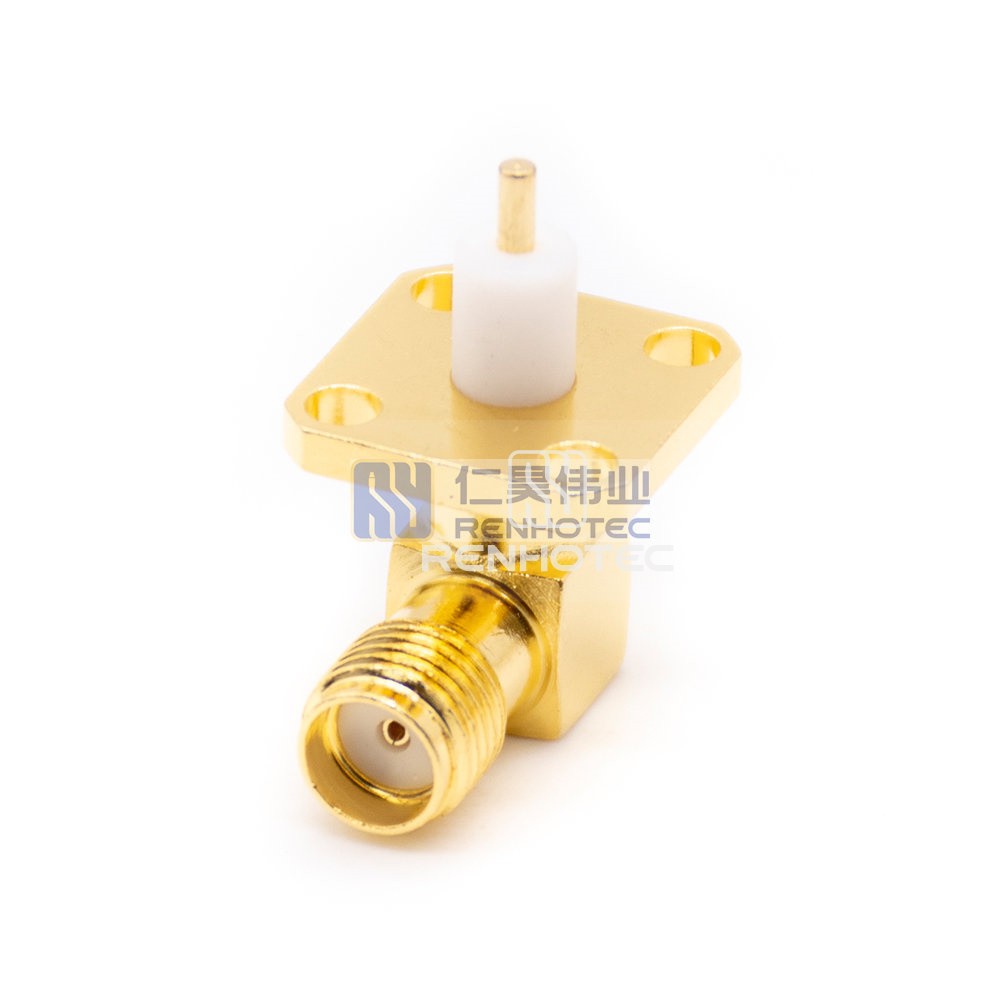 Coaxial Connector SMA Right Angle Jack Female Pin Panel Mount Two Flange 50 Ohm product image