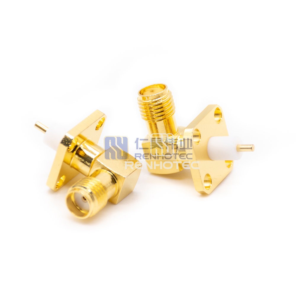 Coaxial Connector SMA Right Angle Jack Female Pin Panel Mount Two Flange 50 Ohm product image