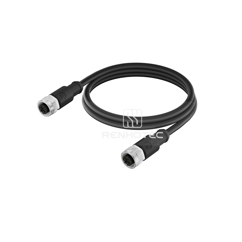 M12 Extension Cable B-Code 5 Pin Female to Female Straight - Shielded, PUR Jacket - RHT-M12018-5B-R-XXX