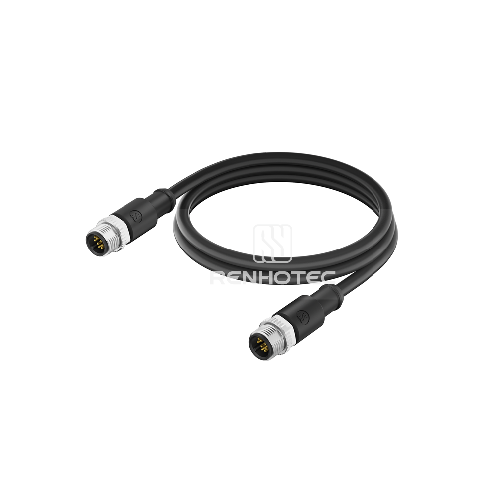 M12 Extension Cable A-Code 8 Pin Male to Male Straight - Unshielded, PVC Jacket - RHT-M12019-08-C-XXX