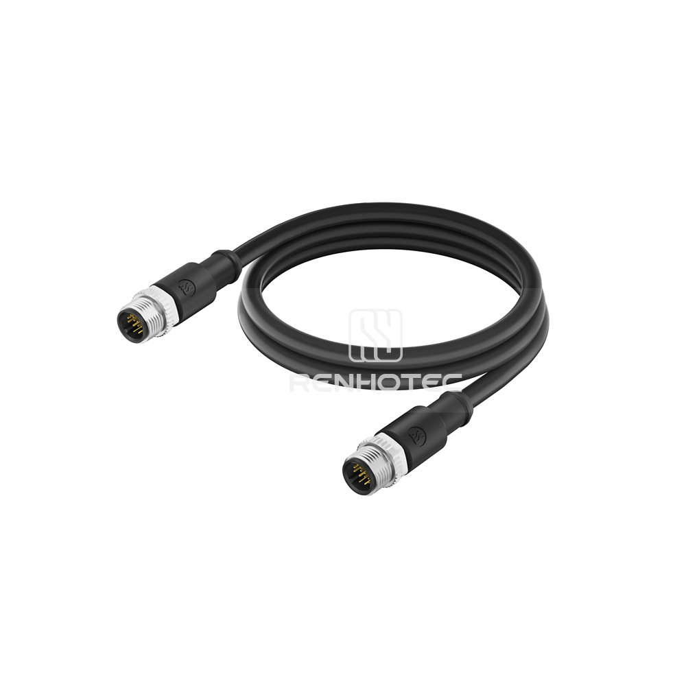 M12 Extension Cable A-Code 12 Pin Male to Male Straight - Unshielded, PVC Jacket - RHT-M12019-12-C-XXX