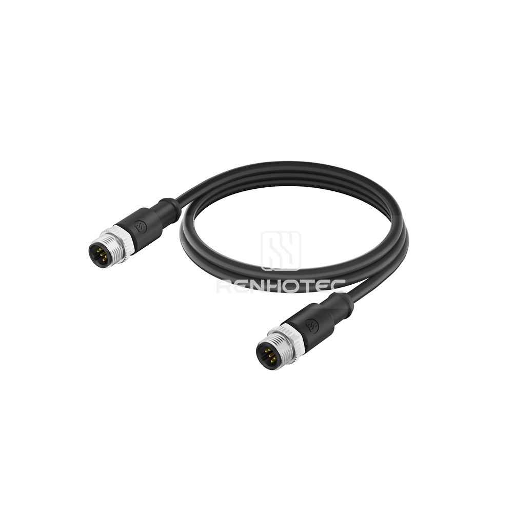 M12 Extension Cable B-Code 5 Pin Male to Male Straight - Unshielded, PVC Jacket - RHT-M12019-5B-C-XXX